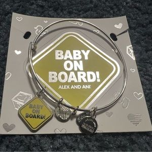 Alex and Ani - Baby on Board Bangle / Bracelet Shiny Silver with Bag & Box